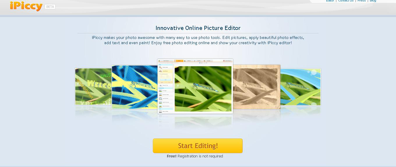 Start edition. IPICCY. Easy picture Editor.