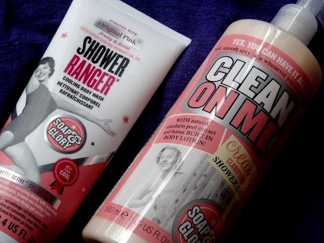 Soap & Glory Clean On Me Creamy Clarifying Shower Gel and the Shower Ranger Cooling Body Wash 