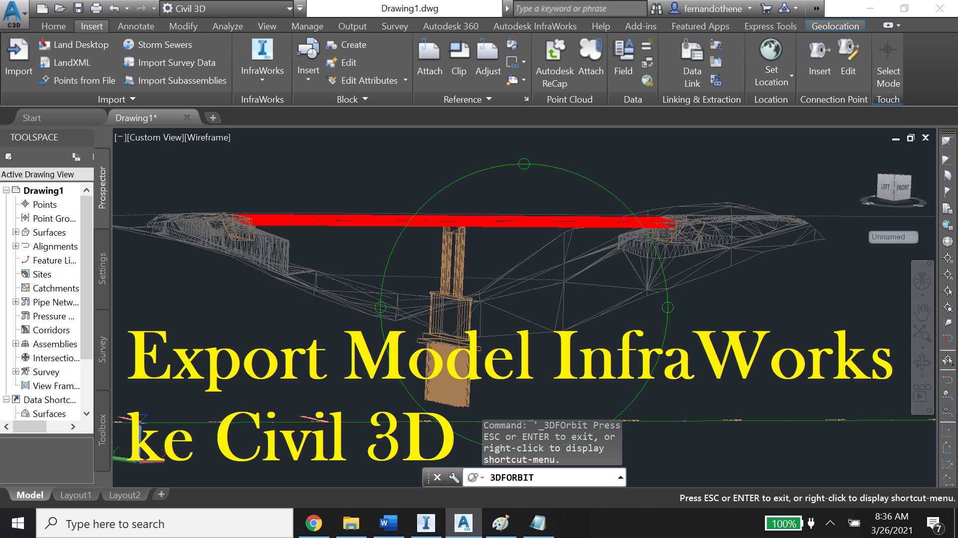 Экспорт автокада. INFRAWORKS 2017 free Trial Version.