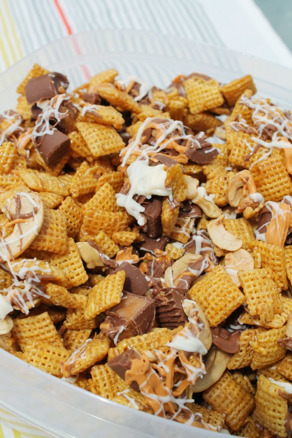 Caramel Coated Candy Filled Snack Mix | WhatchaMakinNow.com