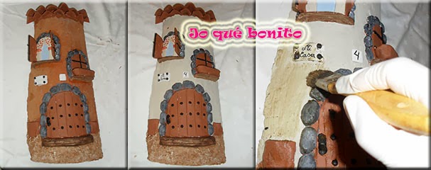 Teja decorada con pasta de papel