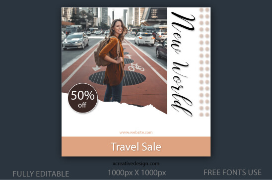 Social Media template Travel sale instagram posts