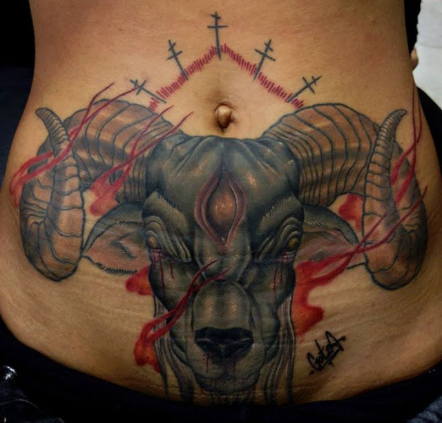 Evil Goat Stomach Tattoos