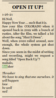 Neil Young News: Song Request for Neil Young: "Open Back Up" | NYA