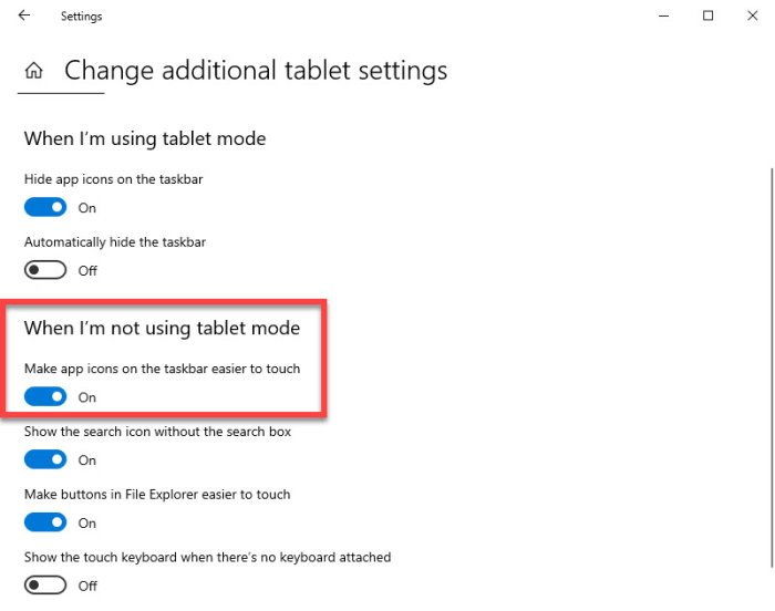 L'espacement des icônes de la barre des tâches est trop large dans l'appareil Surface Pro