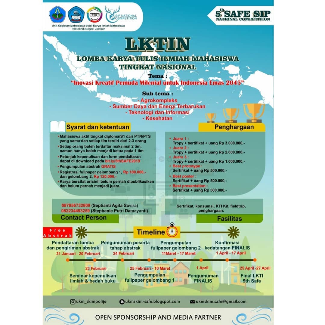 Lomba Karya Tulis Ilmiah Nasional 5th SAFE SIP 2019 Mahasiswa Lomba Karya Tulis Ilmiah Nasional 5th SAFE SIP 2019 Mahasiswa