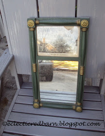 Eclectic Red Barn: Mirror with picture at the top