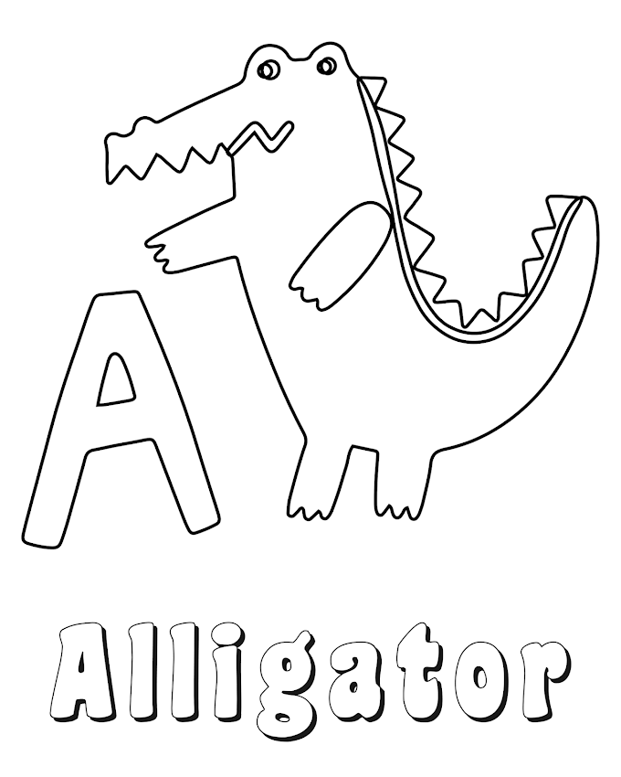 ABC and Animals Coloring Pages PNG - A 