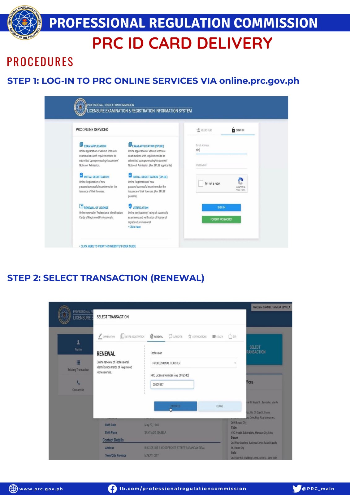 PRC Renewal with Home Delivery of PRC ID