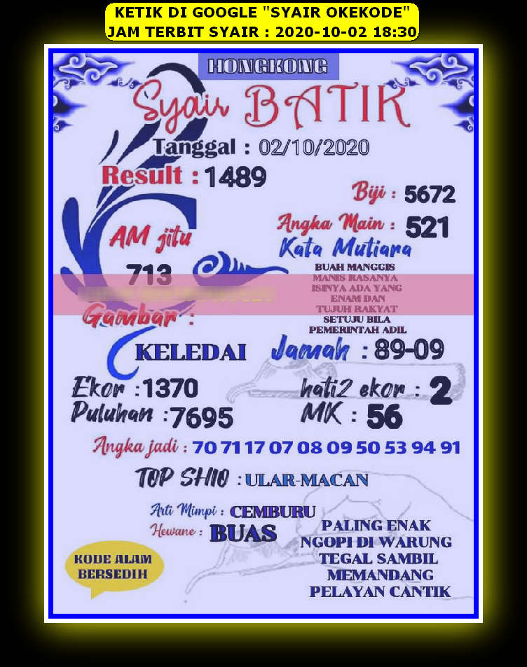 1 New Message Kode Syair Hongkong 2 Oktober 2020 Forum Syair Togel Hongkong Singapura Sydney