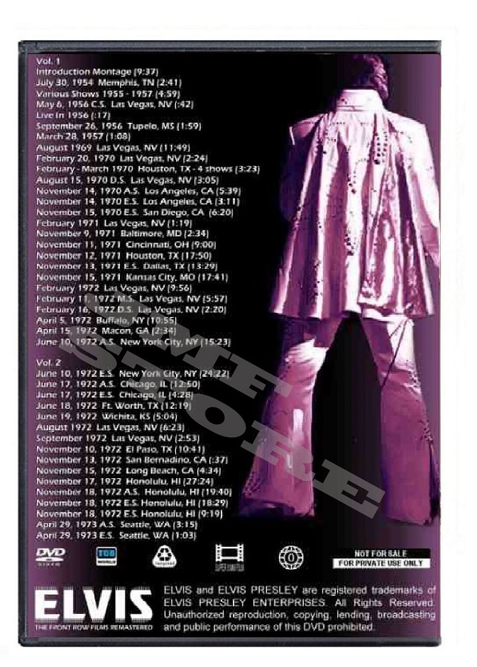 ELVIS PRESLEY THE FRONT ROW FILMS REMASTERED 2DVD SET ELVIS PRESLEY STORE