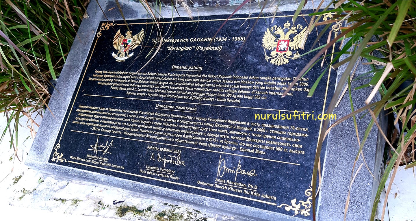 Wisata Taman Mataram Kebayoran Jakarta Ada Patung Kosmonot Yuri Gagarin