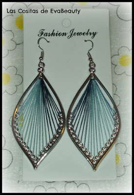 Pendientes largos hojas e hilo azul de Aliexpress