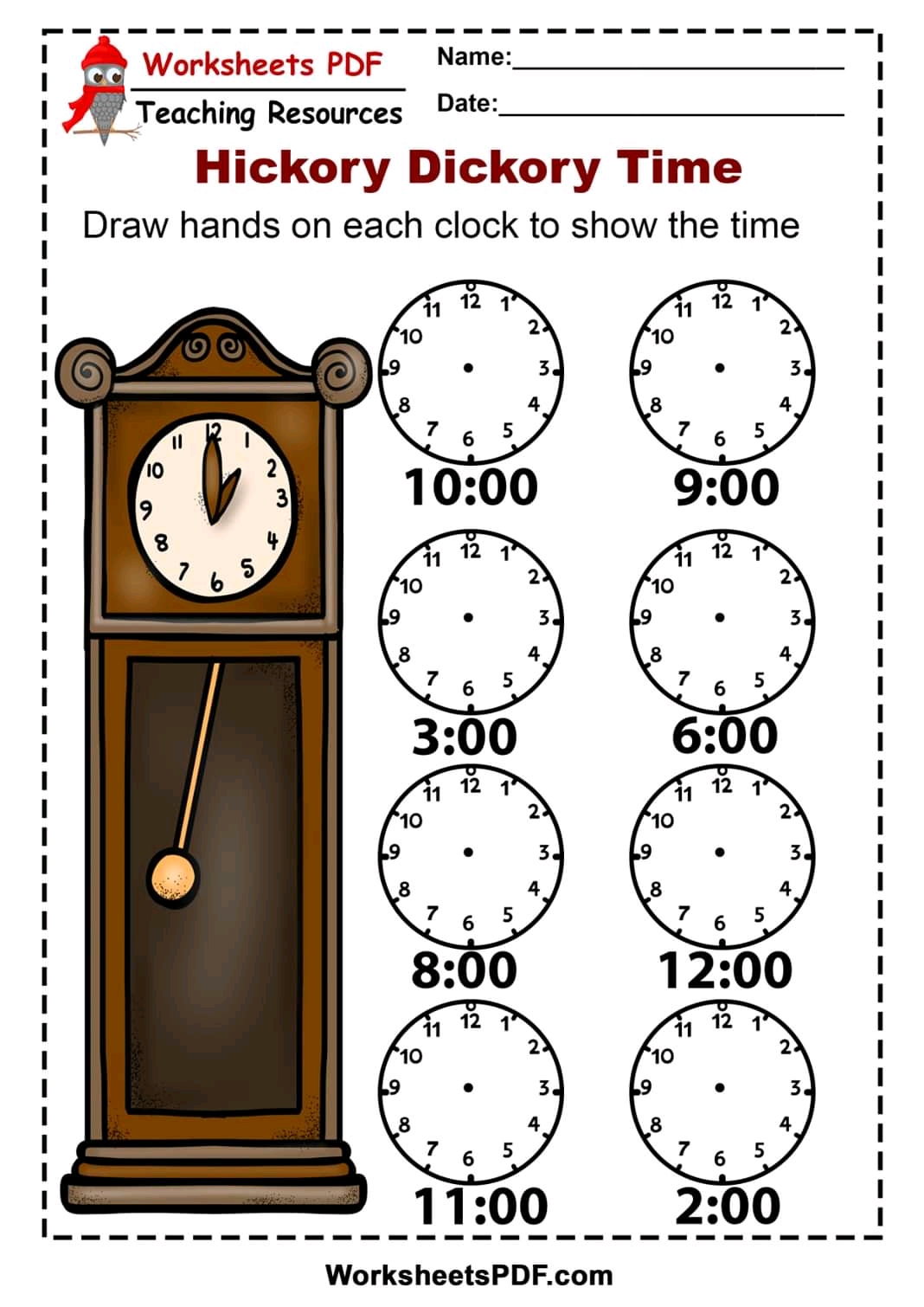 PDF Worksheets ( Telling the Time)