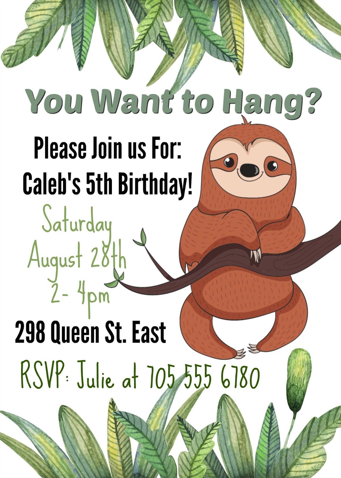 Musings of an Average Mom: Sloth Invitation