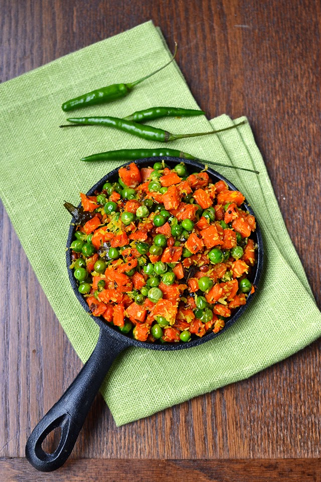 Fresh Green Peas & Carrot Curry with Coconut