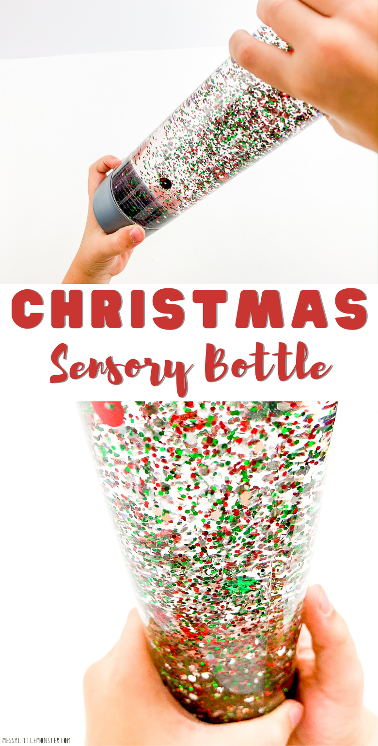 Christmas sensory bottles for babies and toddlers. Glitter sensory bottles.