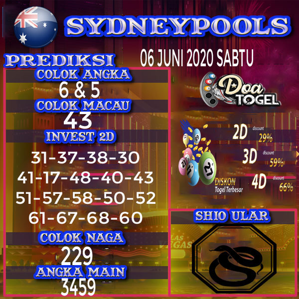 PREDIKSI TOGEL SYDNEY , 06 JUNI 2020 SABTU Prediksi Togel