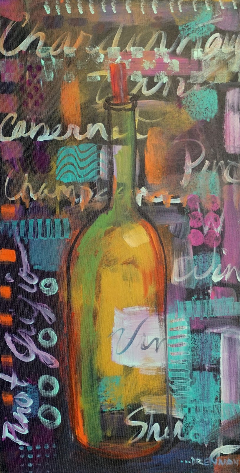 DrennArt...the Oil Painting Adventures of Lorrie Drennan Wine Art, wine bottles, Wine glasses