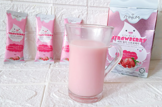 minuman serbuk suplemen susu strawberry shinjumi