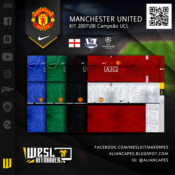 PES 6 Kit Manchester United 200708 Campeão UCL By Wesl Kitmaker