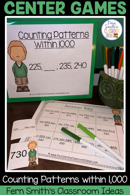 Click Here to Download this Counting Patterns Within 1,000 Task Card, Color By Numbers, and Center Games Bundle For Your Classroom Today