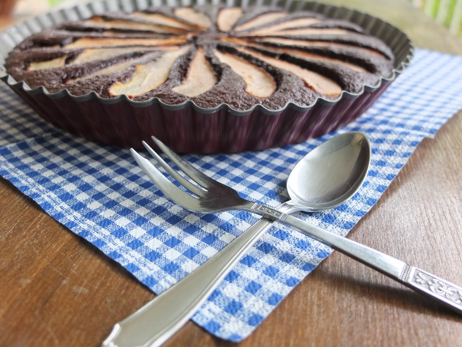 Pâtisserie Nadine: Birnen-Schoko-Tarte (ohne Butter und ohne Mehl)