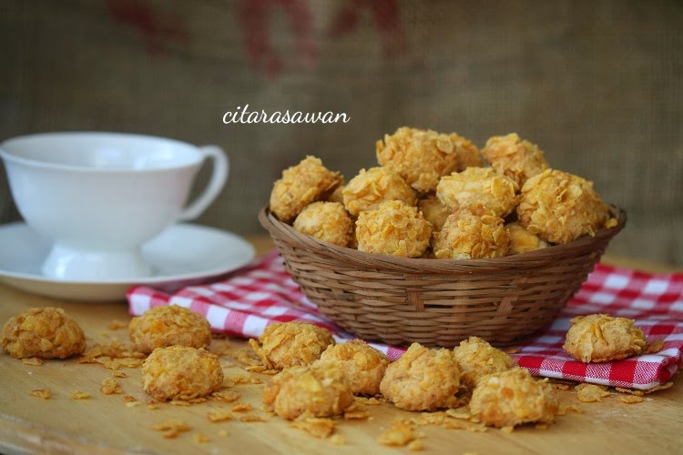 Biskut Keju Cornflakes / Cornflakes Cheese Cookies Resepi Terbaik