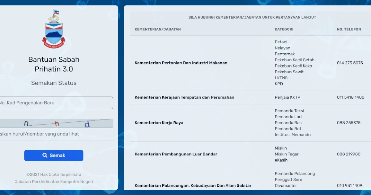 BSP 3.0 Bantuan Sabah Prihatin 3.0 ‘One Off’ RM300 Semakan Status Di Buka