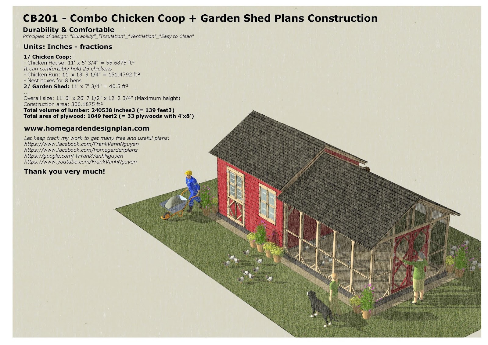 home garden plans: CB201 _ Combo Chicken Coop + Garden 
