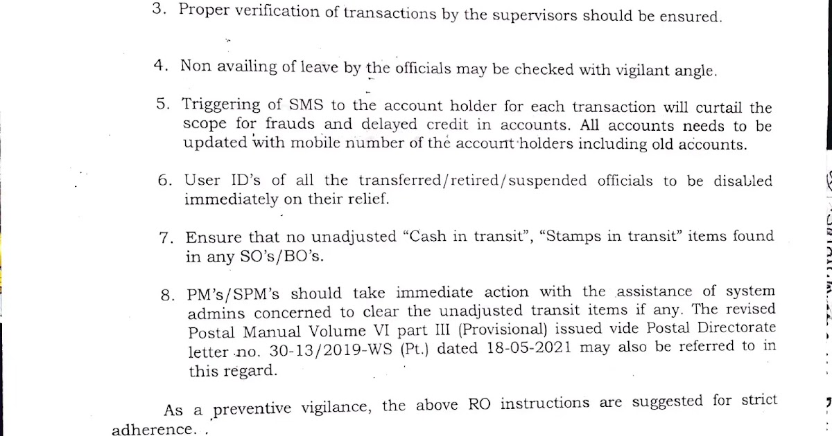 Preventive Vigilance Checks/Suggestions to avoid frauds at Post Offices Postalstudy Post
