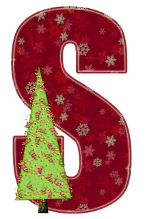 Alfabeto Rojo Navideño con Árbol de Navidad.