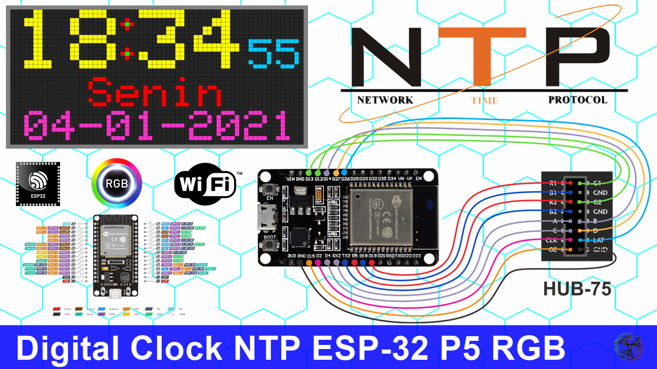 Membuat Digital Clock NTP Menggunakan ESP32 Wifi dengan Display Panel