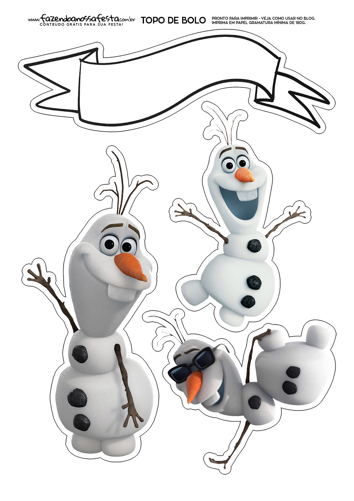 Olaf Free Printable Cake Toppers. Oh My Fiesta! in english
