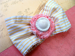 white vintage button center on hair bow for accessorizing for eco chic