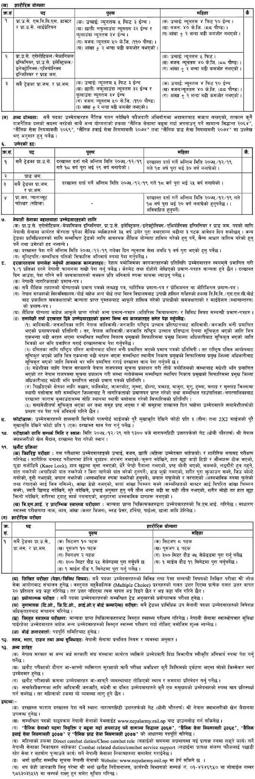 Nepal Army Vacancy Notice