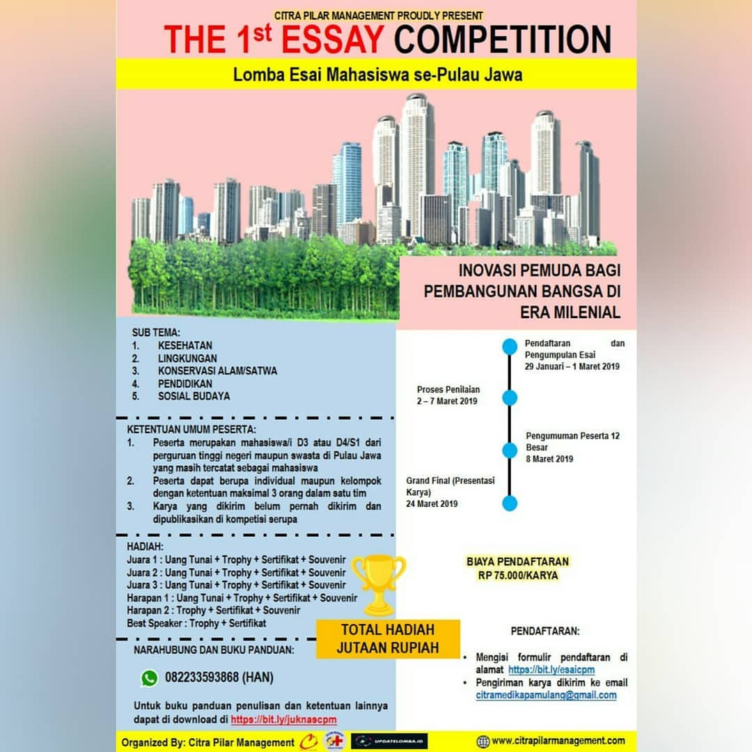 Lomba The 1st Essay Competition 2019 Mahasiswa Se-Jawa Lomba The 1st Essay Competition 2019 Mahasiswa Se-Jawa