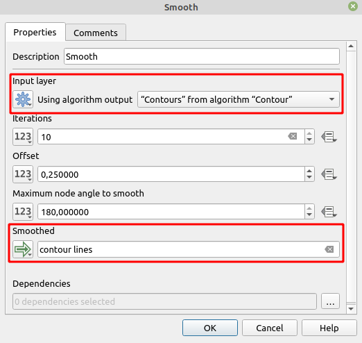 Smooth algorithm parameter options