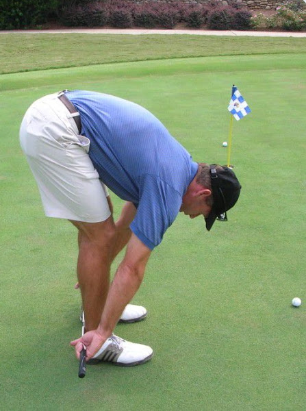 Forward bend stretch can help take the pain out of putting practice