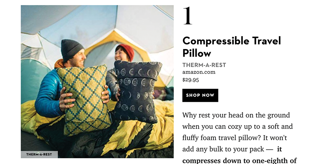 ThermaRest Compressible Pillow, Good Housekeeping
