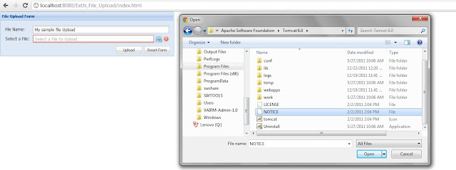 ExtJs 4 File Upload using Apache commons FileUpload Utility