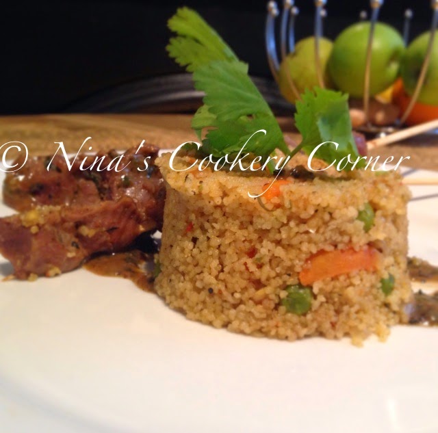 Nina's Cookery Corner Couscous with Gizzard, Coriander and Curry Jus