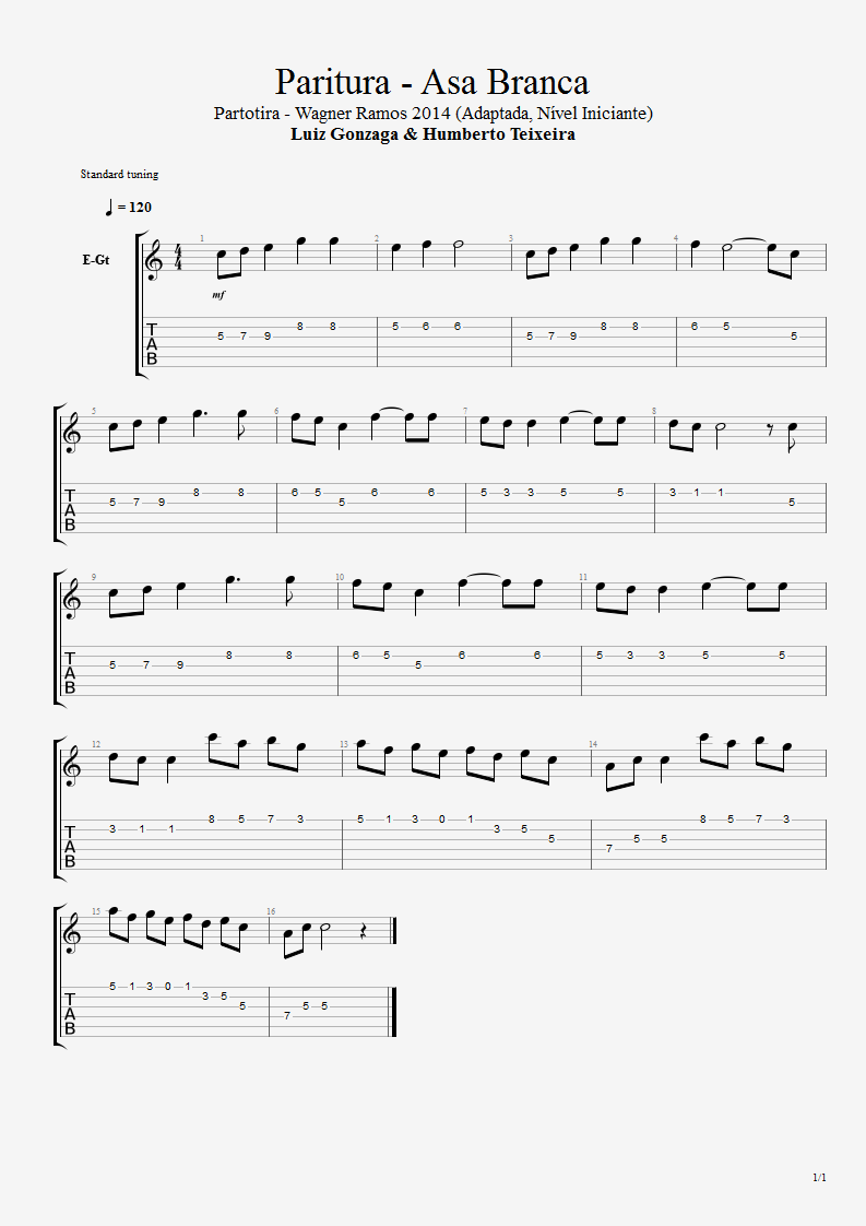 Partitura A Música no Papél Partitura Asa Branca (Luiz Gonzaga