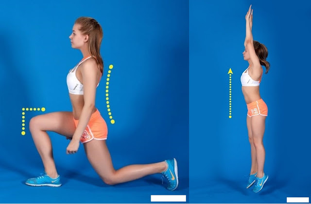 Exercises for legs, thighs and round 3 toned, seductive Leg, thigh and round 3 exercises: Lunge combined with double jump
