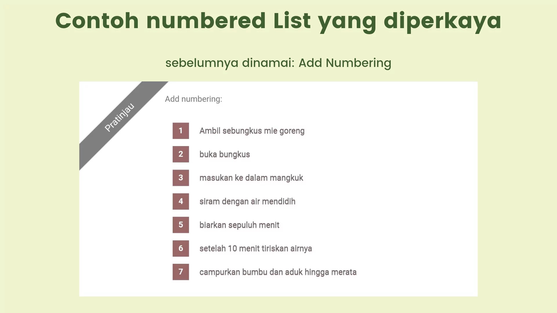 contoh numbered list yang telah diperkaya numbered list