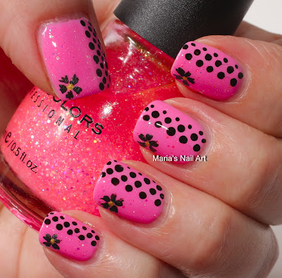 Marias Nail Art and Polish Blog: Pink, glitter, dots and the flowers ...