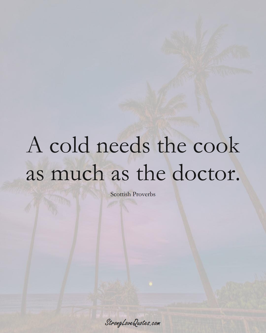 A cold needs the cook as much as the doctor. (Scottish Sayings);  #EuropeanSayings