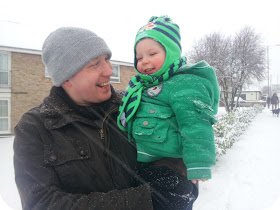 father and son love, daddy and dylan in the snow, first snow