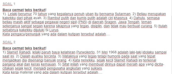 Contoh Soal Analisis bahasa teks cerita ulang