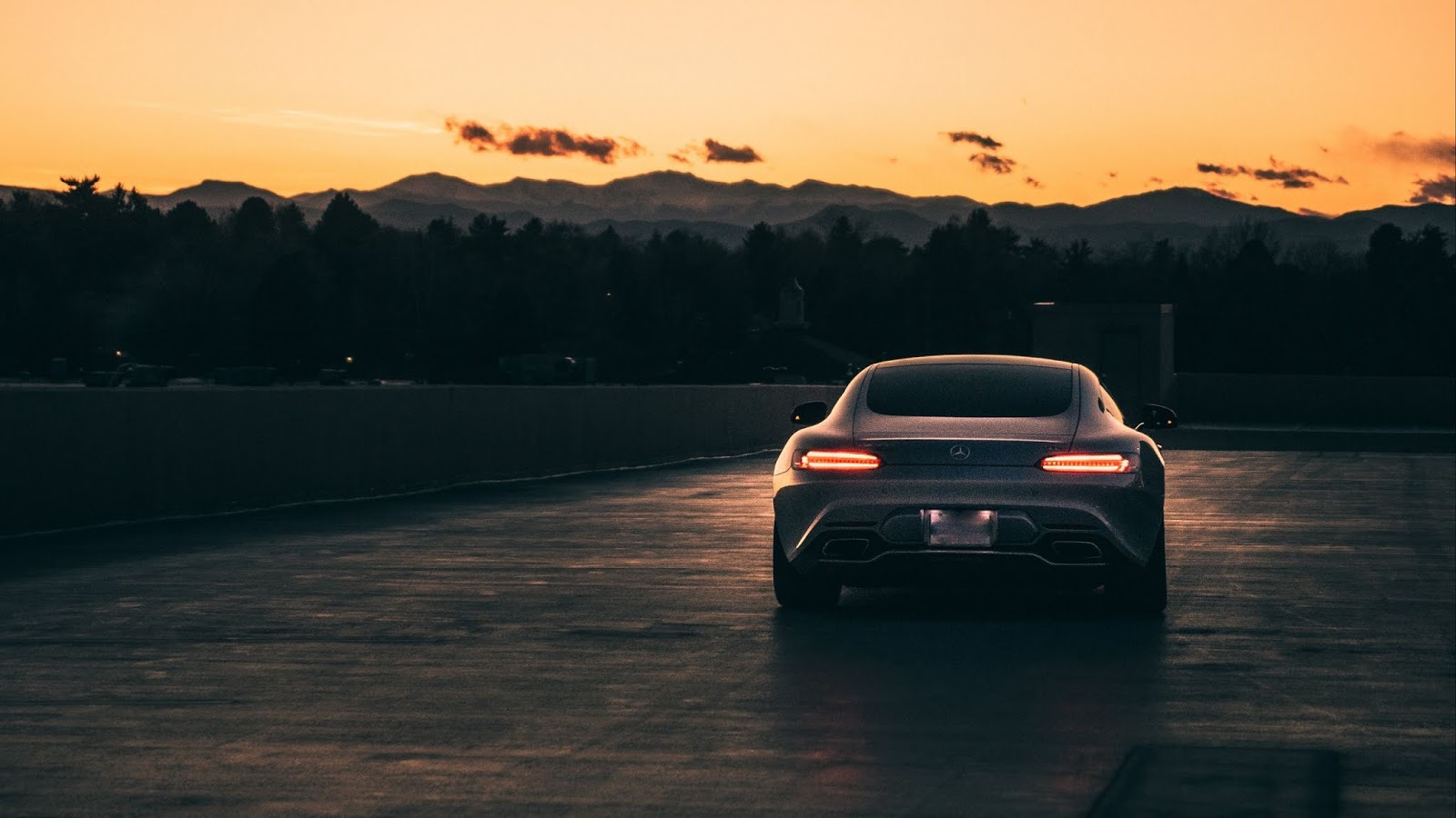 Free Mercedes, Gray Car, Sunset Wallpaper